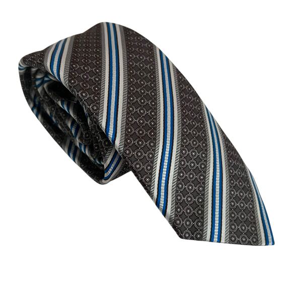 Geoff Nicholson Tie Silk Striped Multicolor Necktie Textured